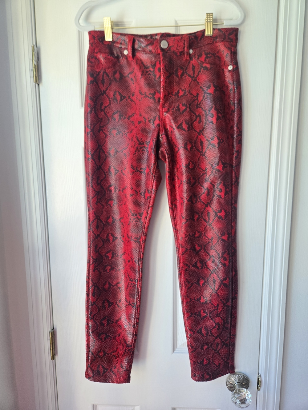 Blank NYC Red Snake-Print Skinny Pants